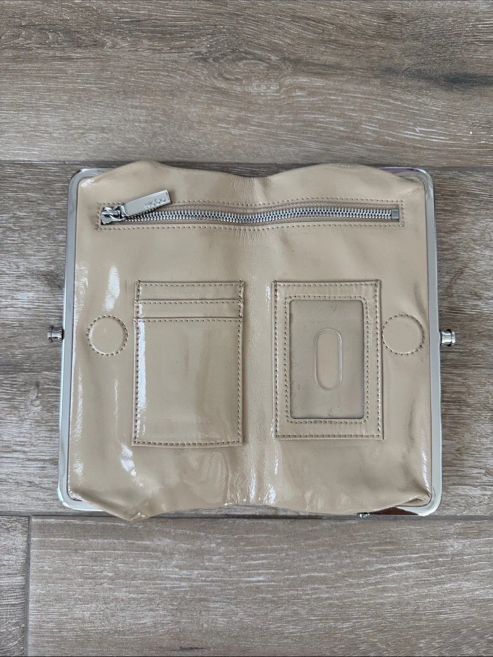 HOBO Nude Patent Frame Clutch Wallet